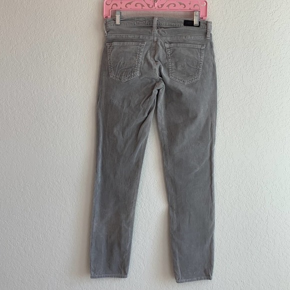 AG Adriano Goldschmied Grey Corduroy The Stevie Ankle Skinny Straight Jeans - Picture 3 of 5